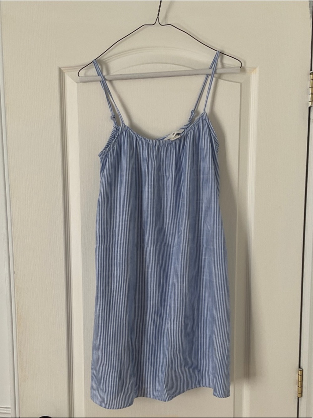 H&M Light Blue Pinstripe Spaghetti Strap dress